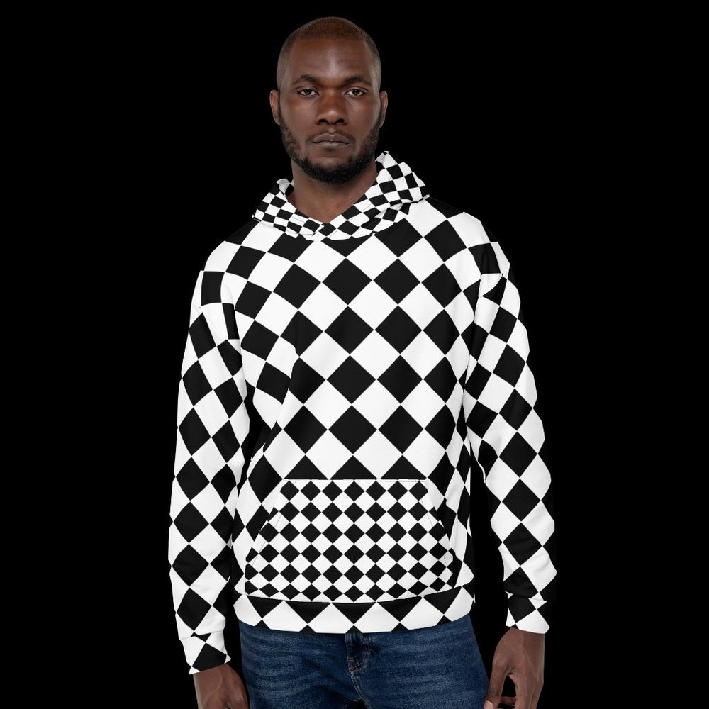 Men's classic checkerboard Hoodie 70s fashion - Picture 2 of 12
